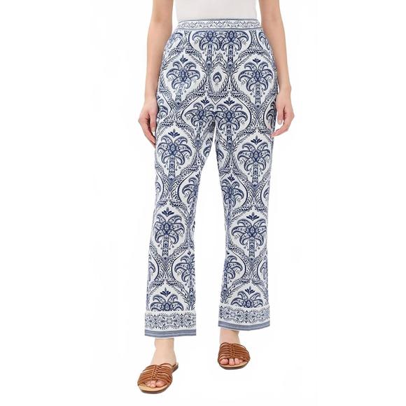 NEW FARM RIO tropical pajama pants in blue/white